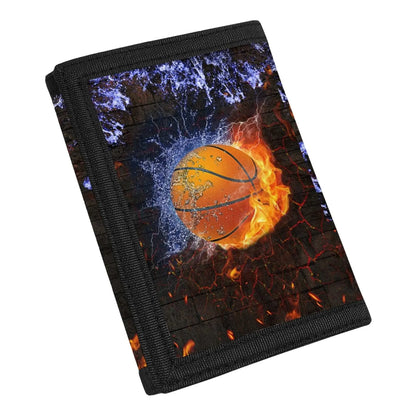 Basketball Print Trifold Canvas Wallet