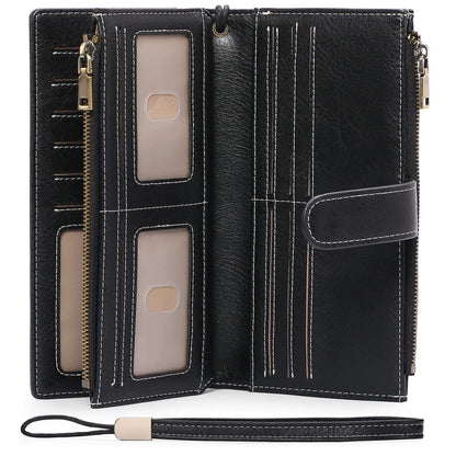 Women's Leather RFID Clutch Wallet