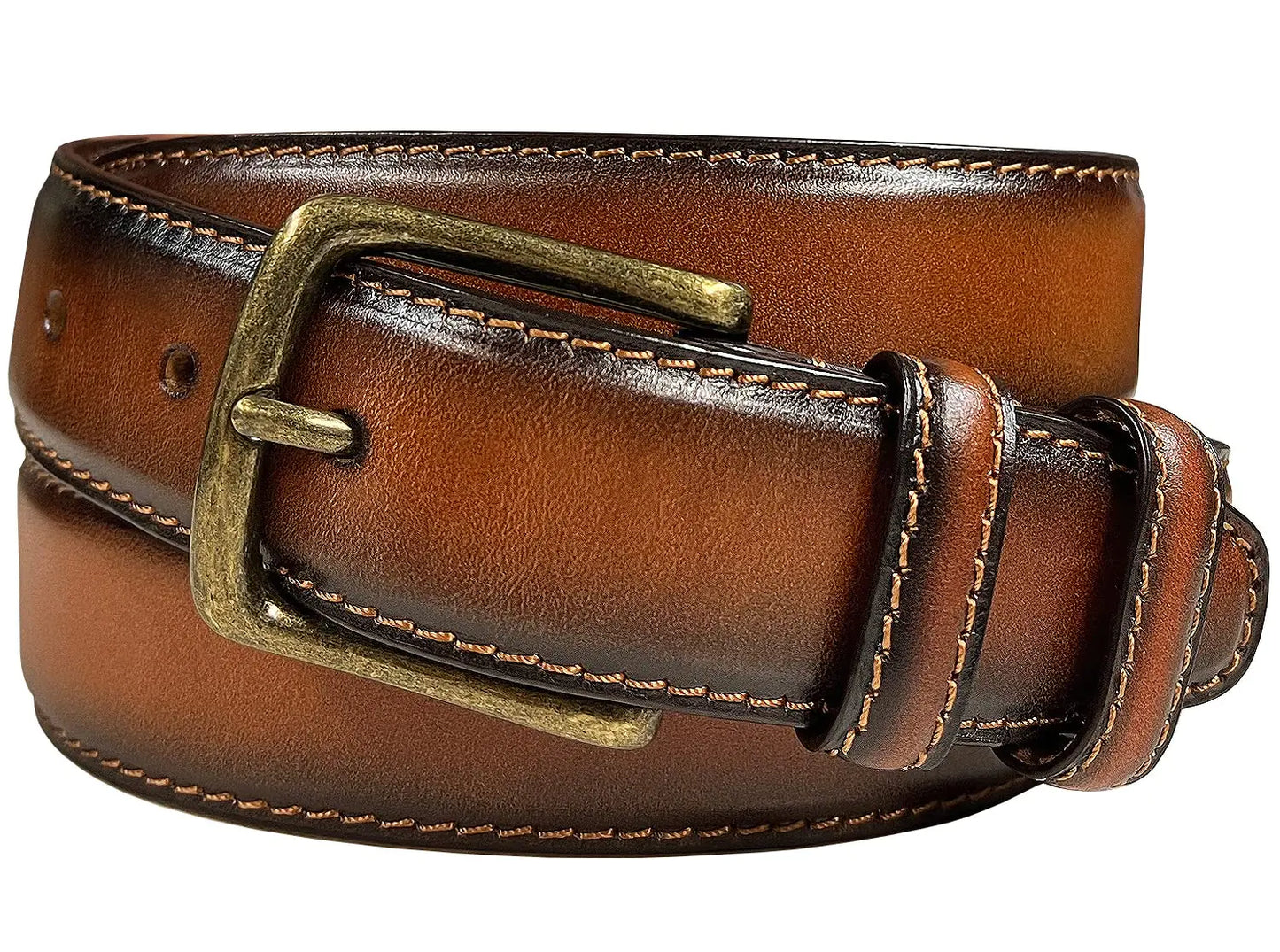 Genuine Leather Dress Belt with Buckle