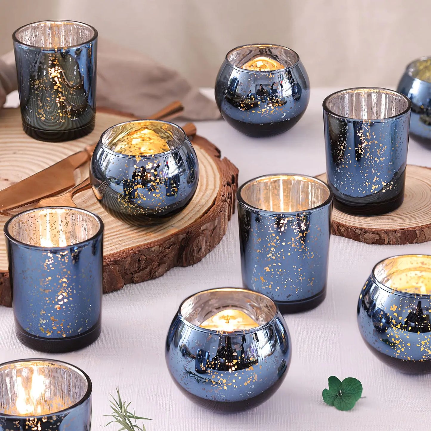 12PCS Assorted Blue Votive Candle Holders