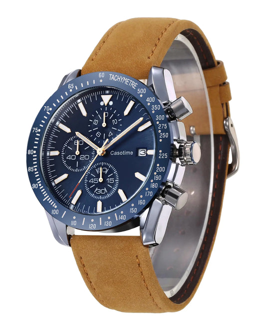 Men's Leather Chronograph Casual Watch