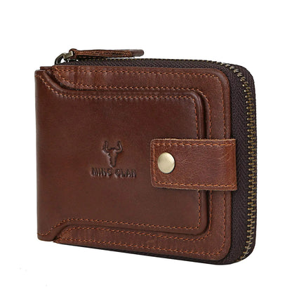 Leather Zipper Bifold Wallet with RFID