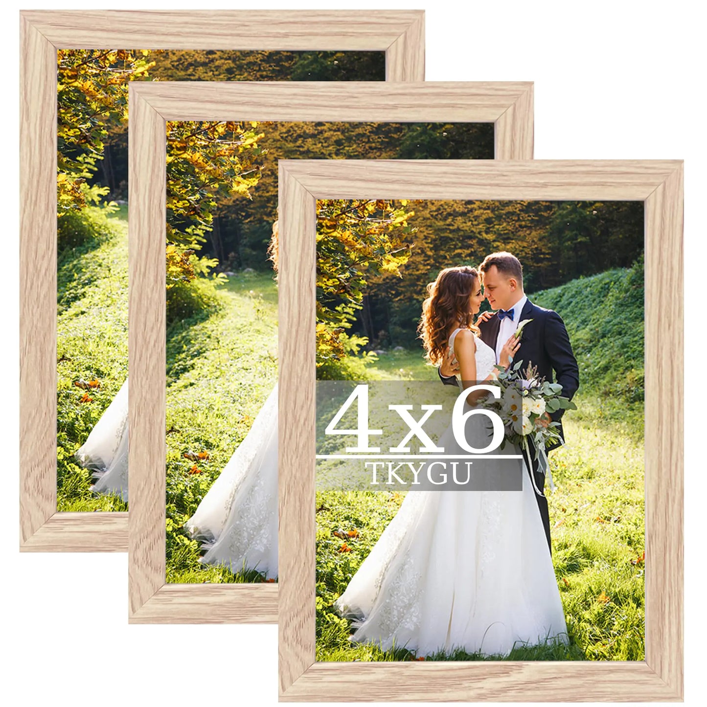 Picture Frame Woodgrain Set of 3 Real Glass