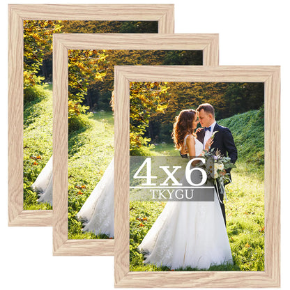 Picture Frame Woodgrain Set of 3 Real Glass