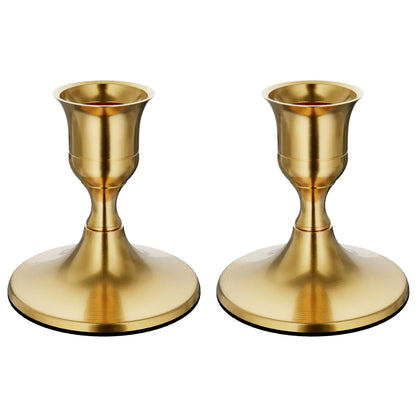 Brass Gold Taper Candle Holders – 2 Pcs