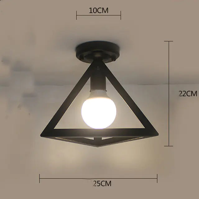 Vintage Black Iron Cage Ceiling Lamp