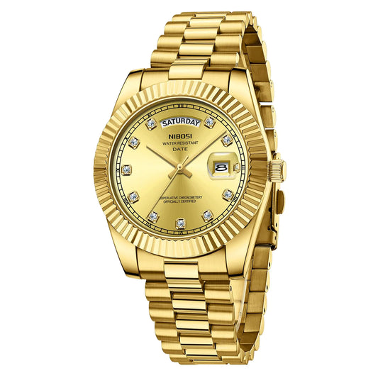 Men's Gold Stainless Steel Dress Watch