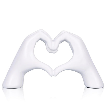 White Heart Hand Sculpture Decor
